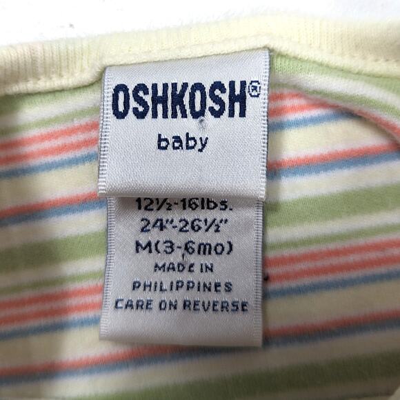 Vintage Oshkosh Bgosh Y2K Romper Baby Boys Size 3-6m Stripe Dog Outfit - Picture 5 of 5